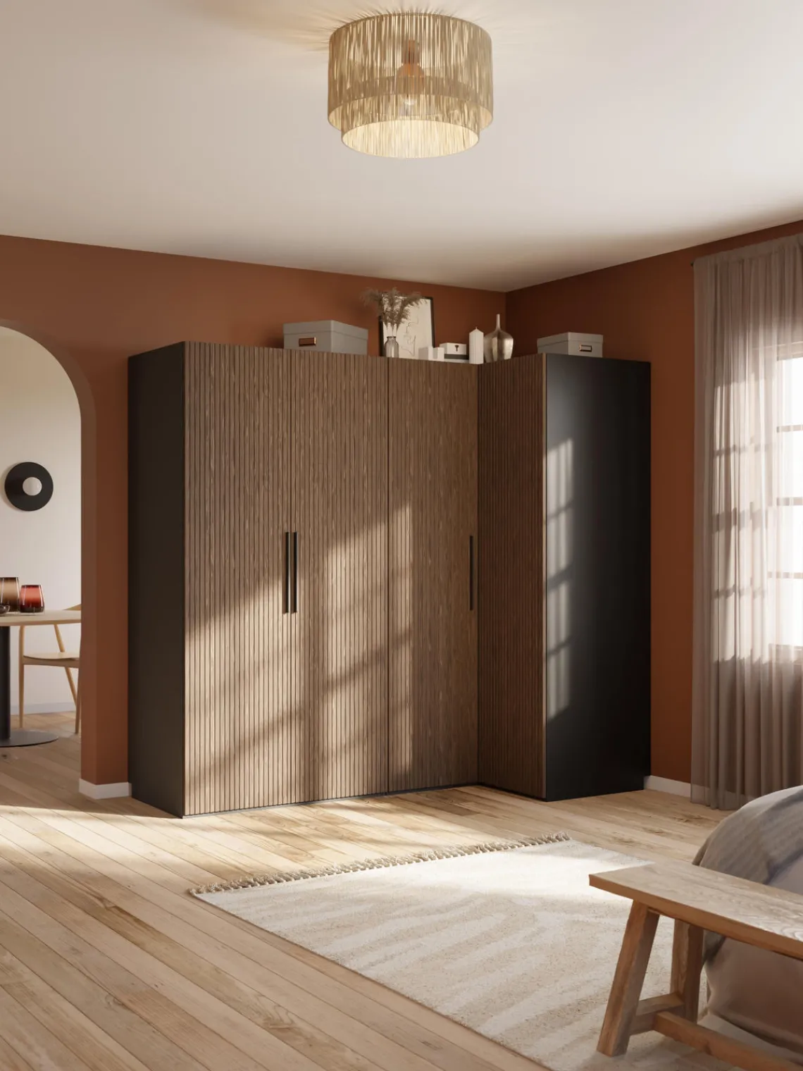 New Armario esquinero modular Simone, 4 puertas (215 cm), diferentes variantes Armarios Esquineros|Armarios Modulares