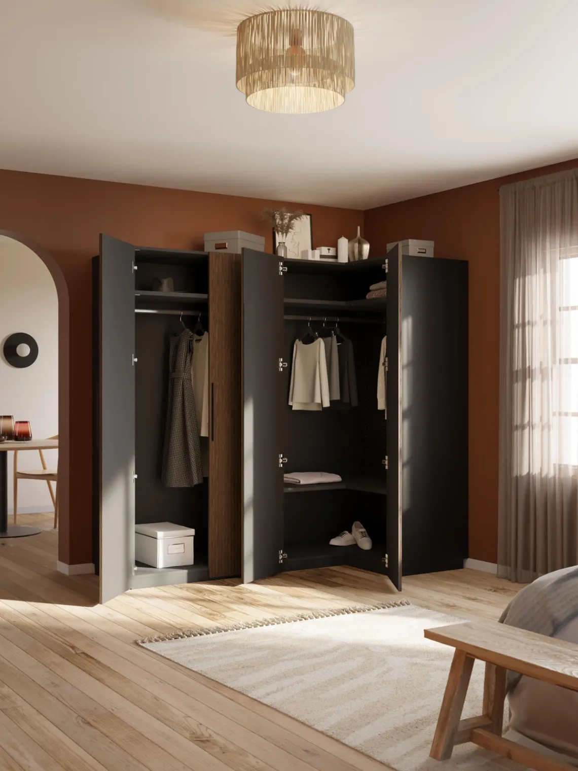 New Armario esquinero modular Simone, 4 puertas (215 cm), diferentes variantes Armarios Esquineros|Armarios Modulares