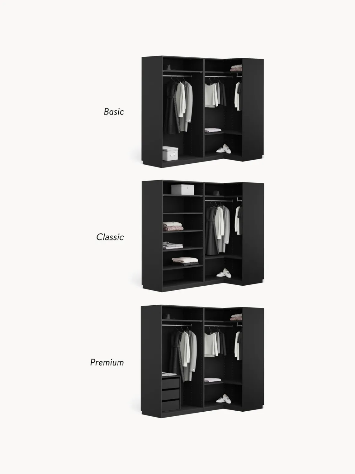 New Armario esquinero modular Simone, 4 puertas (215 cm), diferentes variantes Armarios Esquineros|Armarios Modulares