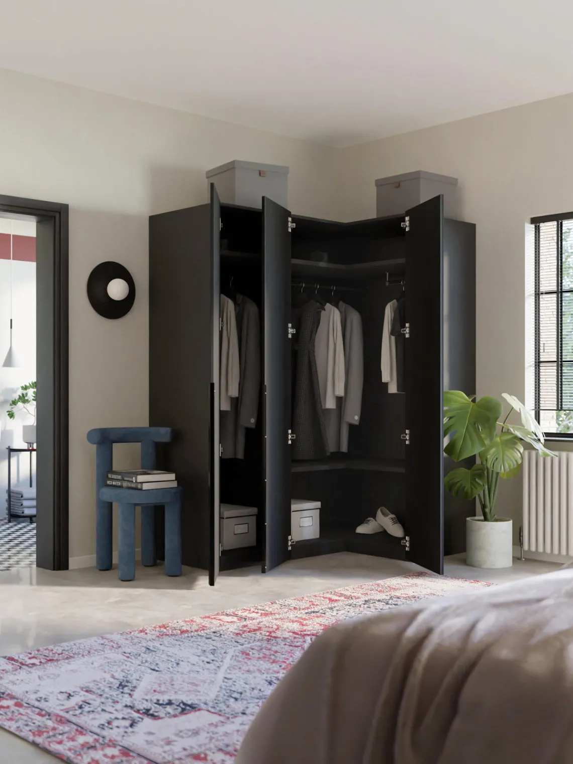 Hot Armario esquinero modular Leon, 3 puertas (165 cm), diferentes variantes Armarios Esquineros|Armarios Modulares