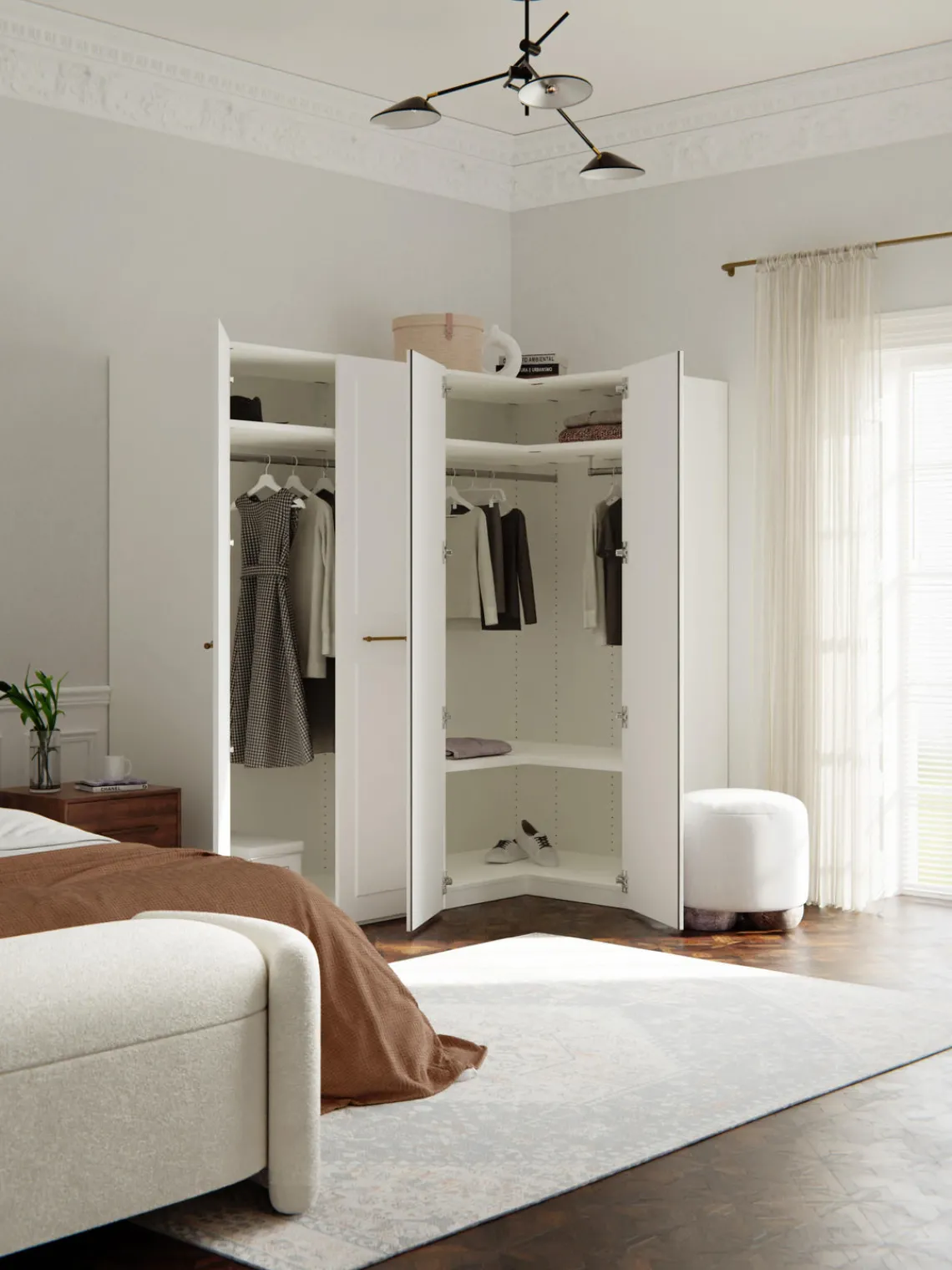 Armarios Esquineros|Armarios Modulares>Westwing Collection Armario esquinero modular Charlotte, 4 puertas (215 cm), diferentes variantes Blanco