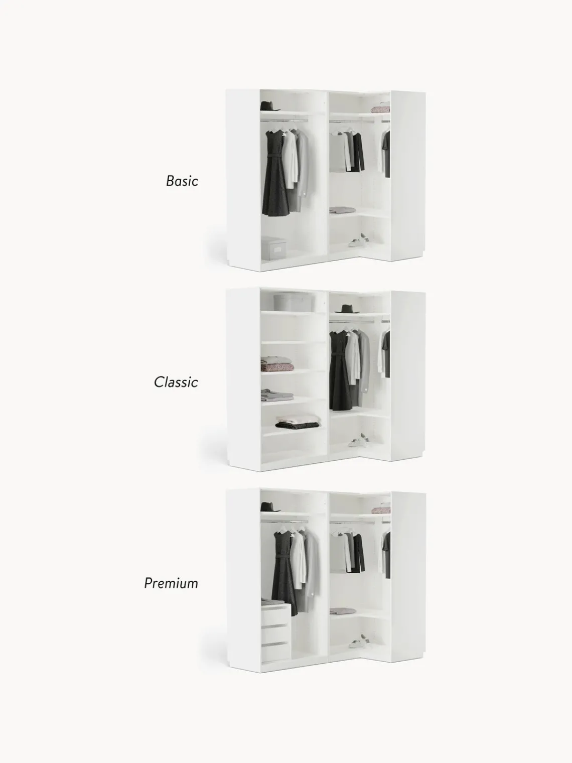 Armarios Esquineros|Armarios Modulares>Westwing Collection Armario esquinero modular Charlotte, 4 puertas (215 cm), diferentes variantes Blanco