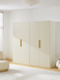 Armarios Empotrados|Armarios Modulares>Westwing Collection Armario modular con puertas giratorias Simone, An 200 cm, variantes diferentes Madera, beige claro