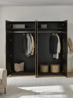 Armarios Empotrados|Armarios Modulares></noscript>Westwing Collection Armario modular con puertas giratorias Simone, An 200 cm, variantes diferentes Aspecto madera de nogal, negro