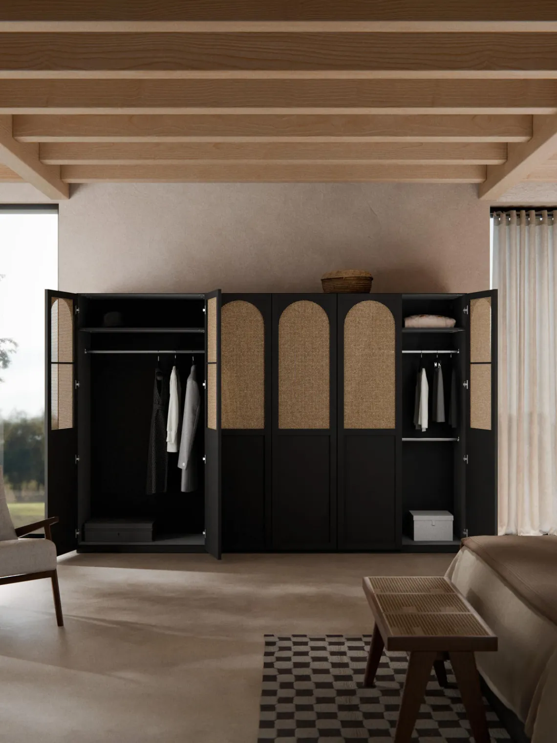 Armarios Empotrados|Armarios Modulares>Westwing Collection Armario modular Jeanne, 6 puertas (300 cm), diferentes opciones Negro