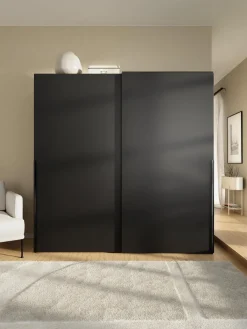 Armarios Con Puerta Corredera|Armarios Modulares>Westwing Collection Armario modular Leon, 2 puertas correderas (200 cm), diferentes variantes Negro