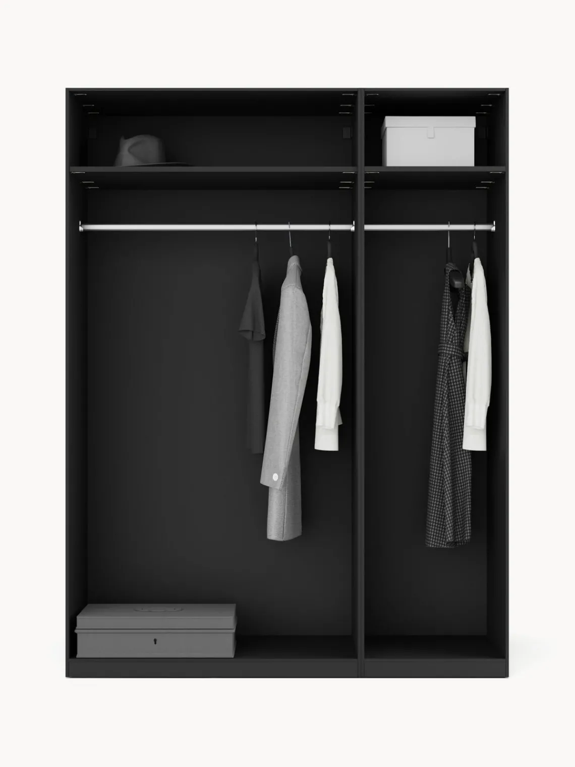 Armarios Empotrados|Armarios Modulares>Westwing Collection Armario modular Simone, An 150 cm, variantes diferentes Aspecto madera de nogal, negro