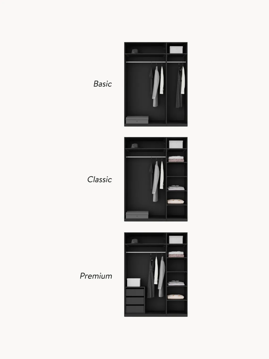 Armarios Empotrados|Armarios Modulares>Westwing Collection Armario modular Simone, An 150 cm, variantes diferentes Aspecto madera de nogal, negro