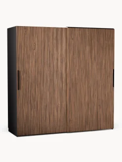 Armarios Con Puerta Corredera|Armarios Modulares>Westwing Collection Armario modular Simone, 2 puertas correderas (200 cm), diferentes variantes Aspecto madera de nogal, negro
