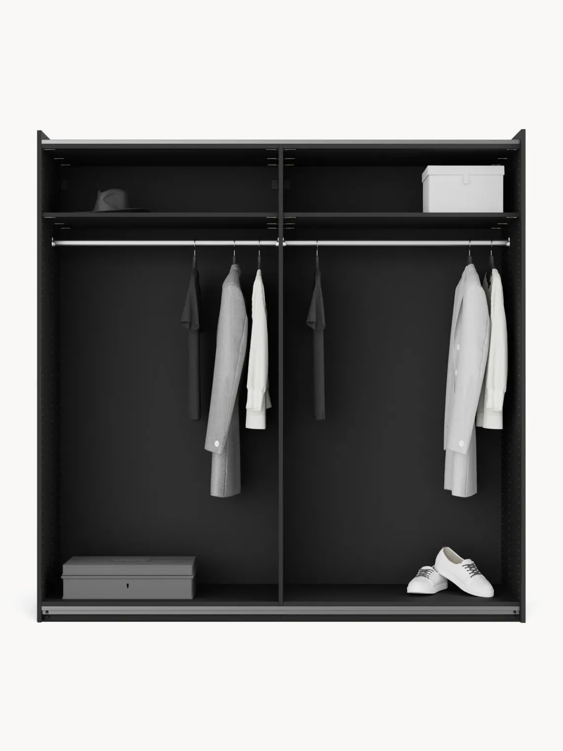Armarios Con Puerta Corredera|Armarios Modulares>Westwing Collection Armario modular Simone, 2 puertas correderas (200 cm), diferentes variantes Aspecto madera de nogal, negro