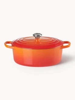 Ollas|Ollas>LE CREUSET Asador ovalado de hierro fundido Signature Collection Rojo naranja