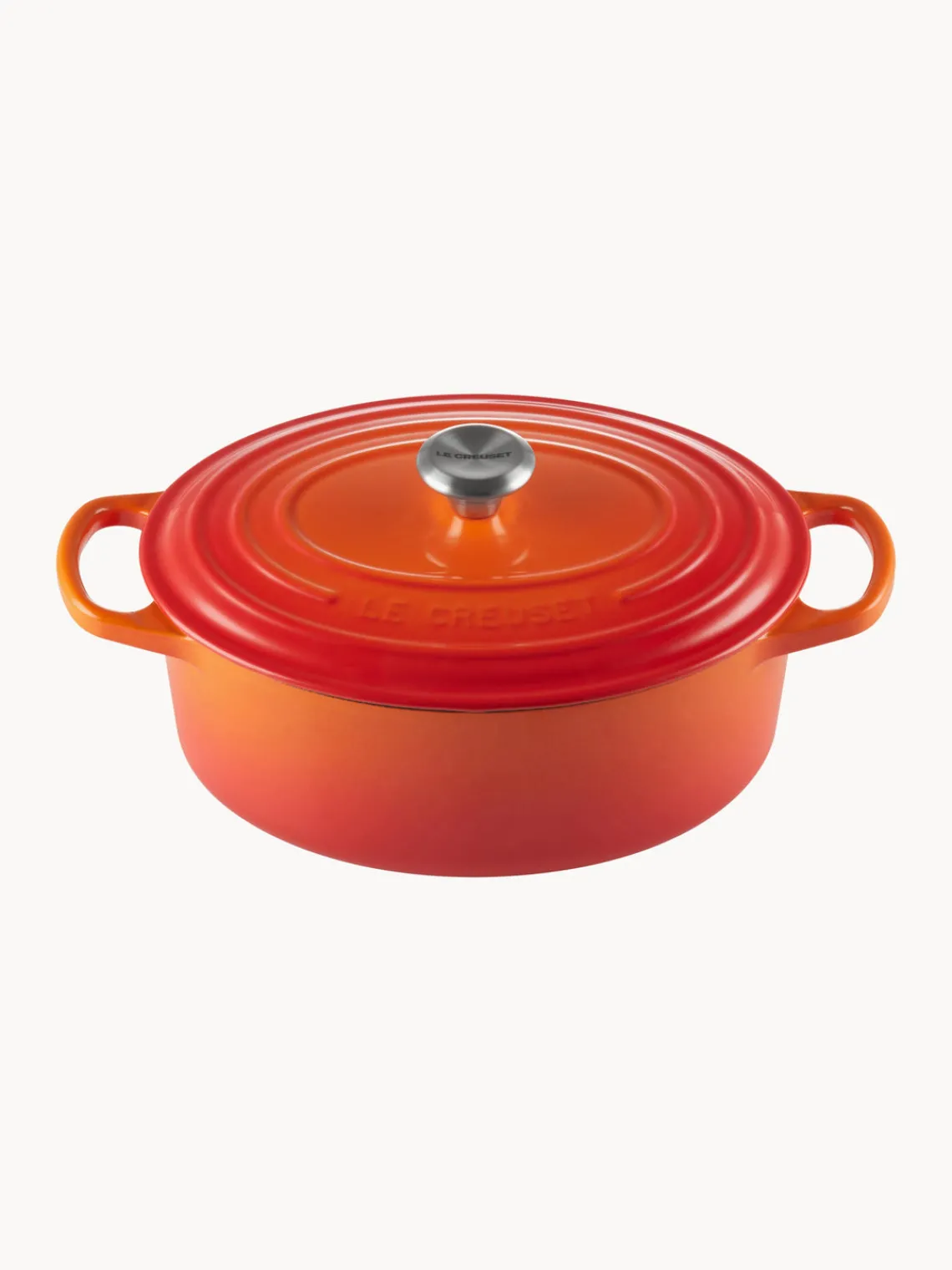 Ollas|Ollas>LE CREUSET Asador ovalado de hierro fundido Signature Collection Rojo naranja