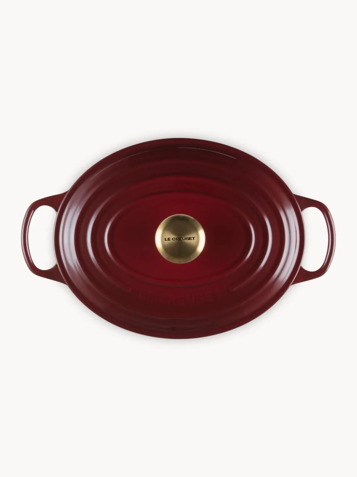 Ollas|Ollas>LE CREUSET Asador ovalado de hierro fundido Signature Collection Rojo vino, dorado