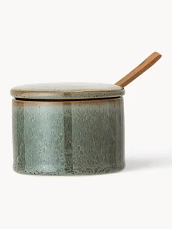 Azucareros Y Lecheras|Vajillas Completas>Bloomingville Azucarero de gres con cuchara de madera Pixie