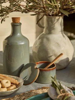 Azucareros Y Lecheras|Vajillas Completas>Bloomingville Azucarero de gres con cuchara de madera Pixie