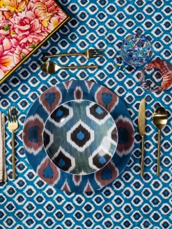 New Bajoplato artesanal de porcelana Ikat Cuencos Y Platos De Servir|Vajillas Completas