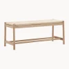 Bancos|Bancos> Banco artesanal de madera de roble y mimbre Eton
