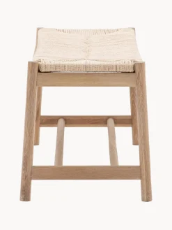 Bancos|Bancos></noscript> Banco artesanal de madera de roble y mimbre Eton