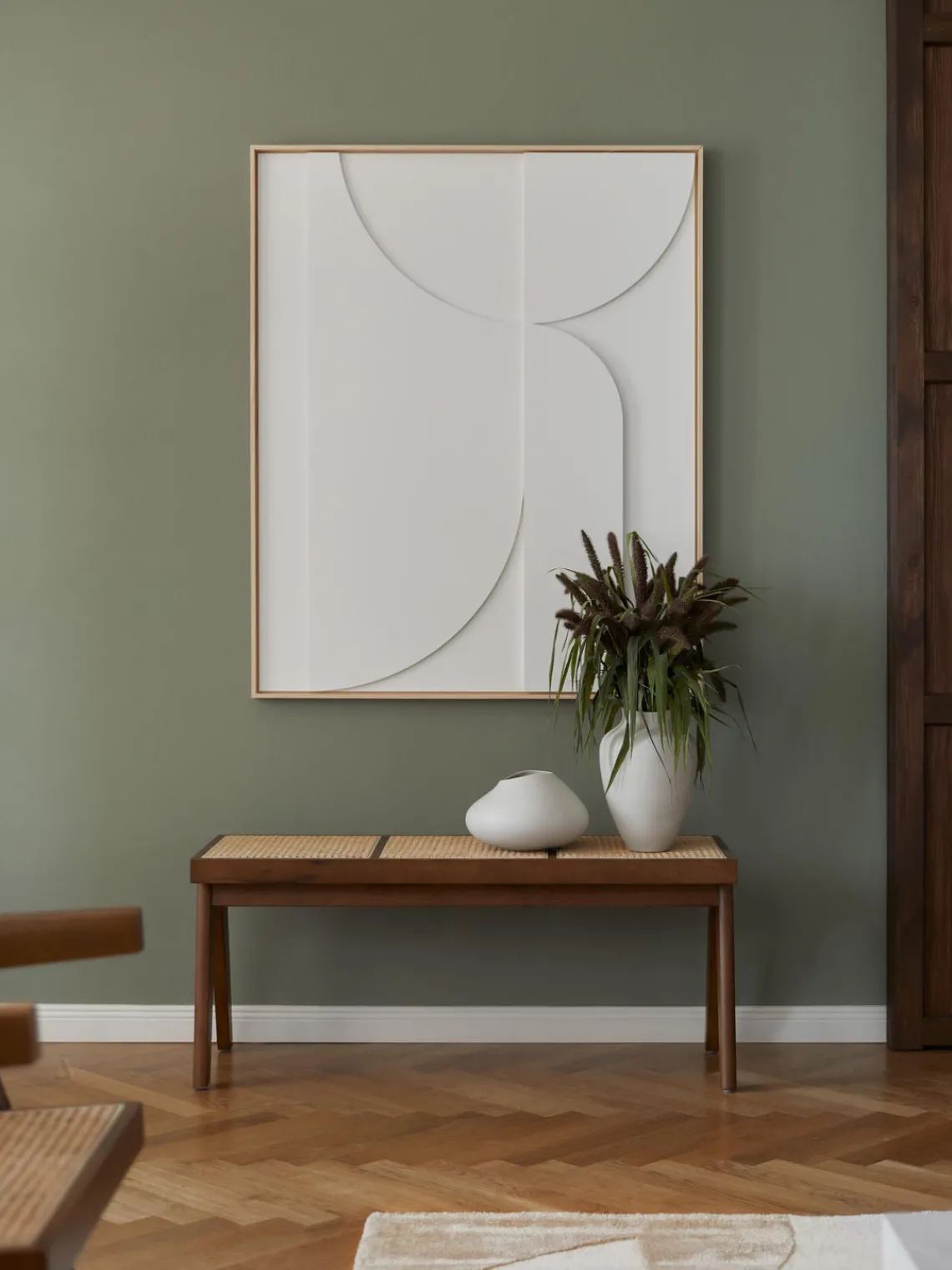 Bancos|Bancos>Westwing Collection Banco con tejido vienés Sissi Madera de roble oscura, beige claro