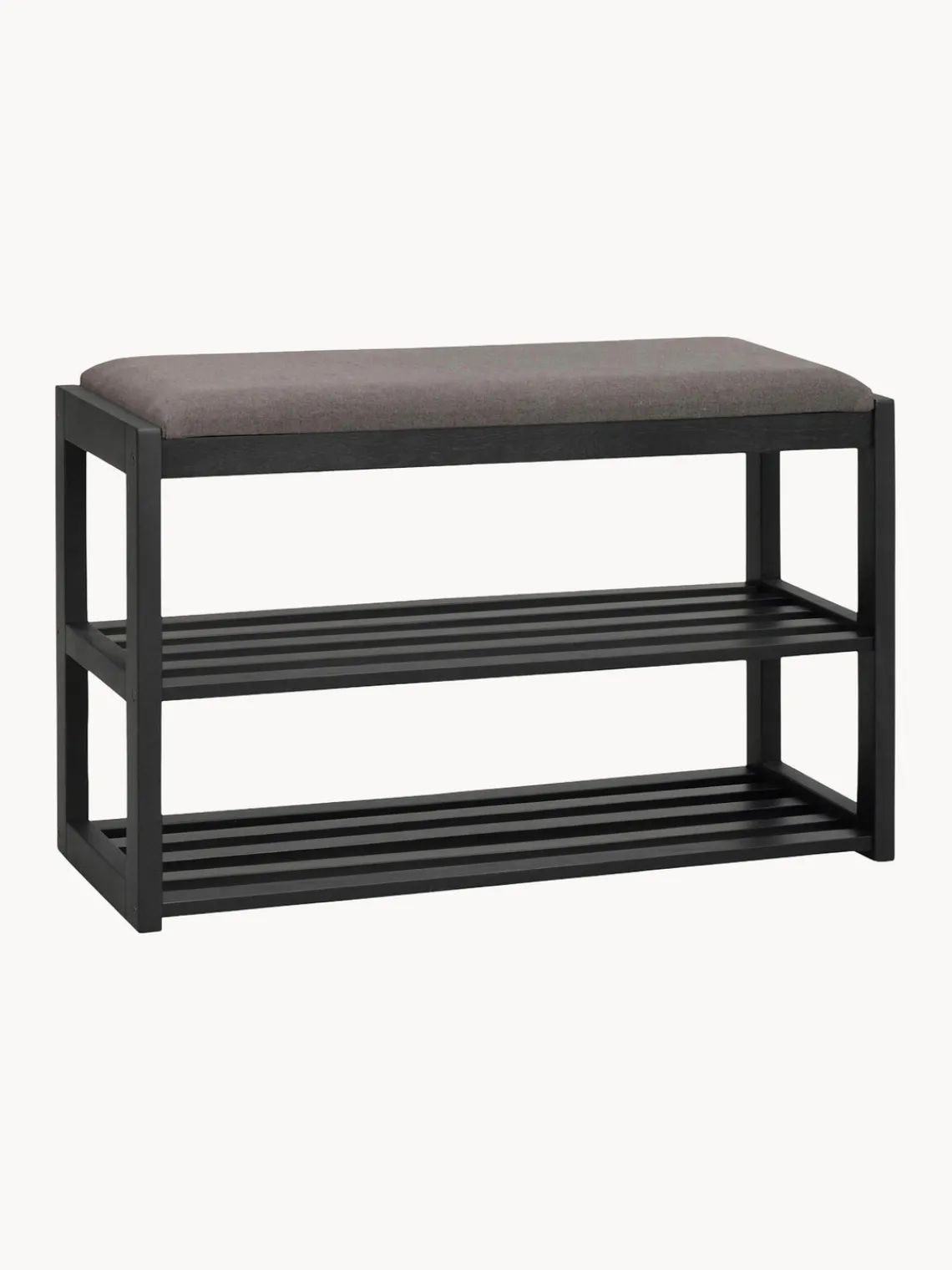 Bancos|Bancos>Rowico Home Banco con zapatero de madera de roble Confetti Negro, gris oscuro