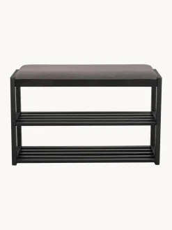 Bancos|Bancos>Rowico Home Banco con zapatero de madera de roble Confetti Negro, gris oscuro