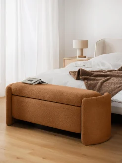 Discount Banco de borreguillo con espacio de almacenamiento Benji Bancos|Bancos