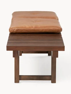 Discount Banco de madera de fresno con asiento de cuero Sora Bancos|Bancos