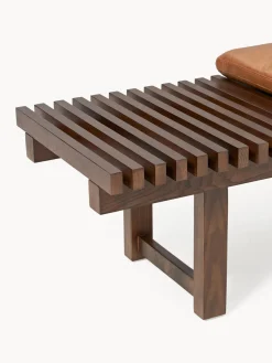 Discount Banco de madera de fresno con asiento de cuero Sora Bancos|Bancos