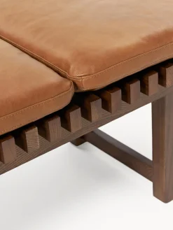 Discount Banco de madera de fresno con asiento de cuero Sora Bancos|Bancos