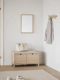 Bancos|Bancos>Rowico Home Banco de madera de roble con cajones Hillmond