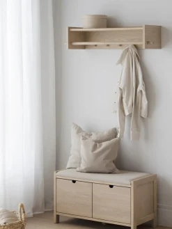 Bancos|Bancos></noscript>Rowico Home Banco de madera de roble con cajones Hillmond