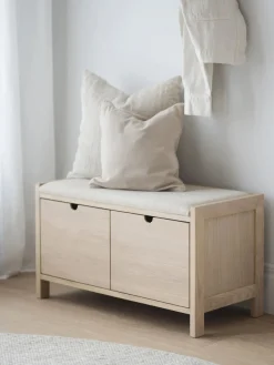 Bancos|Bancos></noscript>Rowico Home Banco de madera de roble con cajones Hillmond