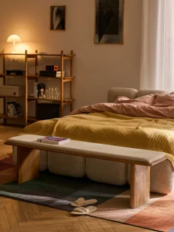 Bancos|Bancos>Westwing Collection Banco de madera de roble con cojín de asiento Chandler