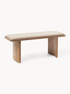 Clearance Banco de madera de roble con cojín de asiento Chandler Bancos|Bancos