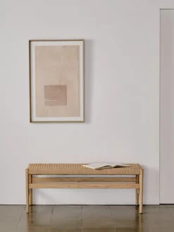 Bancos|Bancos> Banco de madera de roble Zaide Beige claro, madera de roble