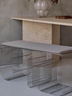 Bancos|Bancos>AYTM Banco de metal Curva Plateado brillante