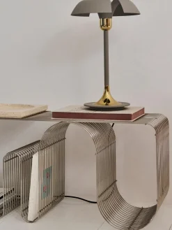 Bancos|Bancos></noscript>AYTM Banco de metal Curva Plateado brillante