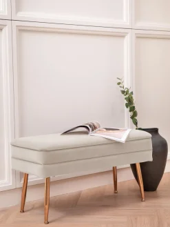 Discount Banco de terciopelo con espacio de almacenamiento Pavlina Bancos|Bancos