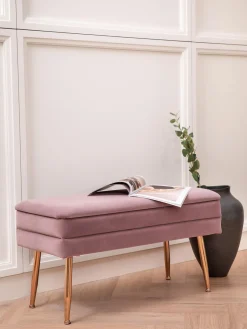 Bancos|Bancos>Bizzotto Banco de terciopelo con espacio de almacenamiento Pavlina Terciopelo malva, dorado