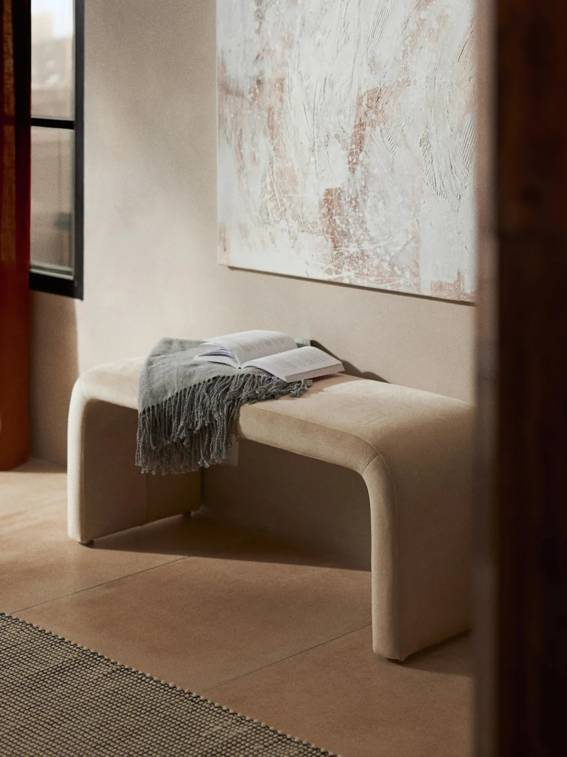 Bancos|Bancos>Westwing Collection Banco de terciopelo Penelope Terciopelo blanco crema