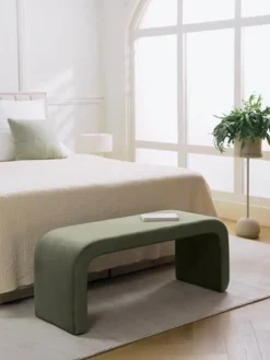 Bancos|Bancos>Westwing Collection Banco en tejido bouclé Penelope Bouclé verde oscuro