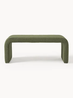Bancos|Bancos></noscript>Westwing Collection Banco en tejido bouclé Penelope Bouclé verde oscuro