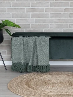 Bancos|Bancos>House Nordic Banco en terciopelo con espacio de almacenamiento Watford Terciopelo verde oscuro, negro