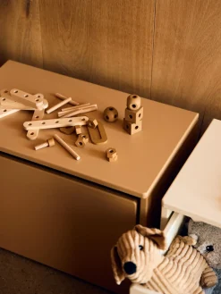 Mesas Y Sillas Infantiles|Decoración Infantil>Flexa Banco infantil con espacio de almacenamiento Dots Marrón claro