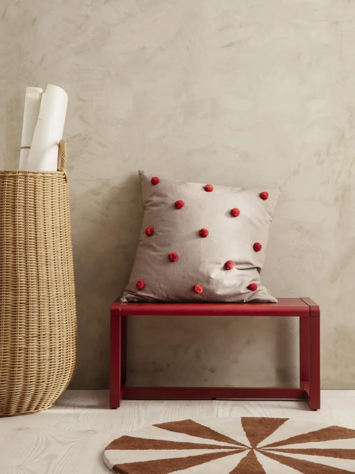 Mesas Y Sillas Infantiles|Decoración Infantil>Ferm Living Kids Banco infantil de madera Little Architect Rojo