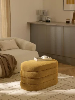 Bancos|Bancos>Westwing Collection Banco pequeño tapizado con espacio de almacenamiento Alto Tejido ocre