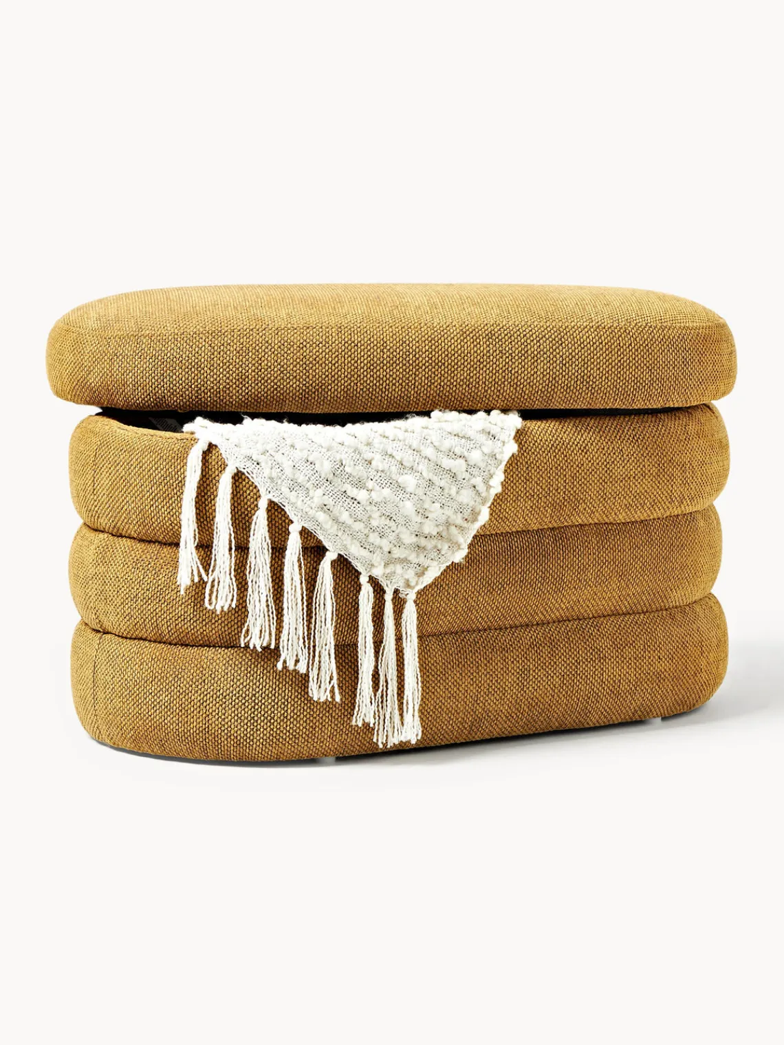 Bancos|Bancos>Westwing Collection Banco pequeño tapizado con espacio de almacenamiento Alto Tejido ocre