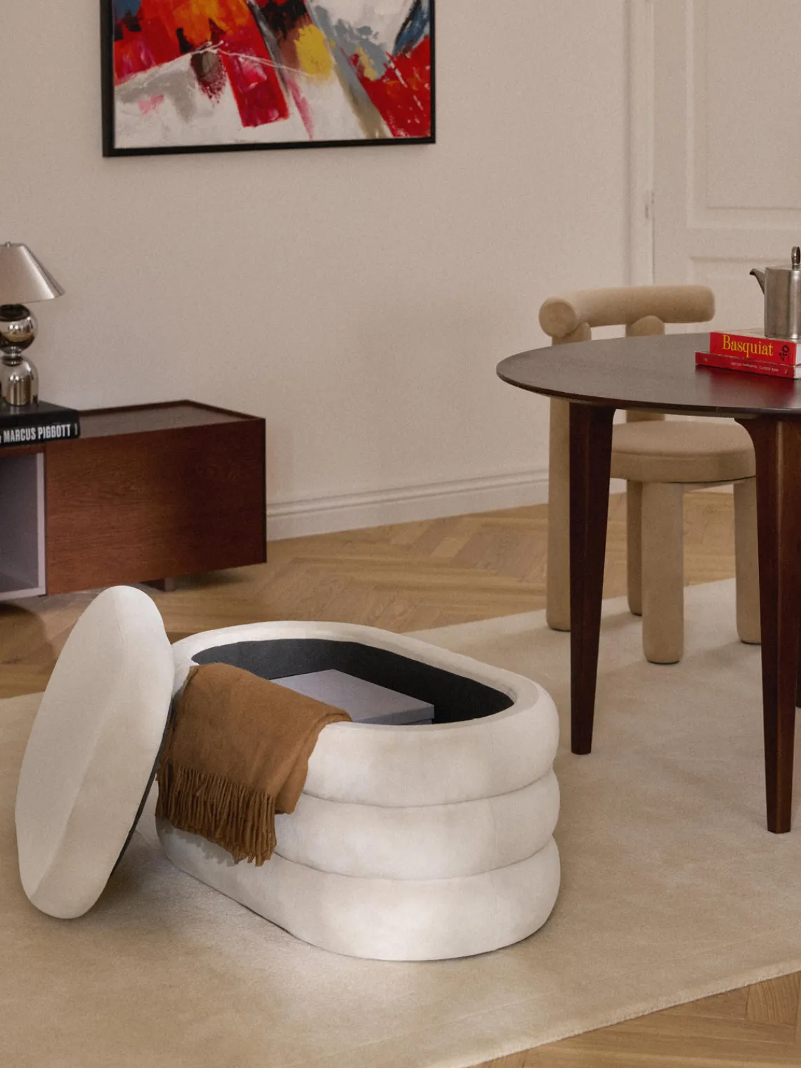 Bancos|Bancos>Westwing Collection Banco pequeño tapizado en terciopelo con espacio de almacenamiento Alto Terciopelo blanco Off White