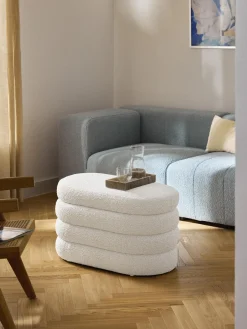 New Banco pequeño tapizado en tejido bouclé con espacio de almacenamiento Alto Bancos|Bancos