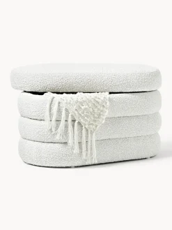 New Banco pequeño tapizado en tejido bouclé con espacio de almacenamiento Alto Bancos|Bancos